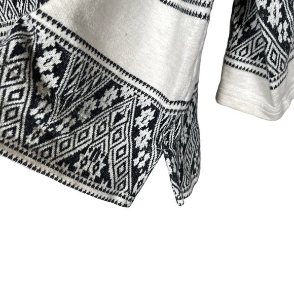 J. Crew Jacquard Sweatshirt Womens Small White Black Tapestry Lightweight 3/4 - Picture 6 of 10